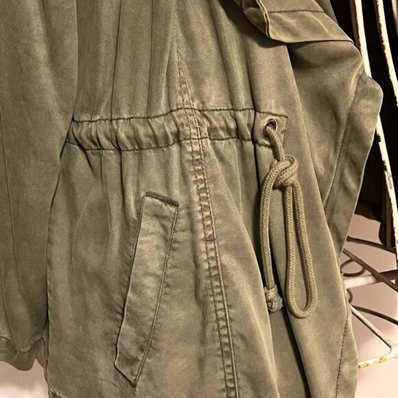 Olive Green Drape-Front Spring Jacket - Picture 3 of 5